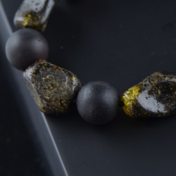 Adults amber necklace polished green nuggets